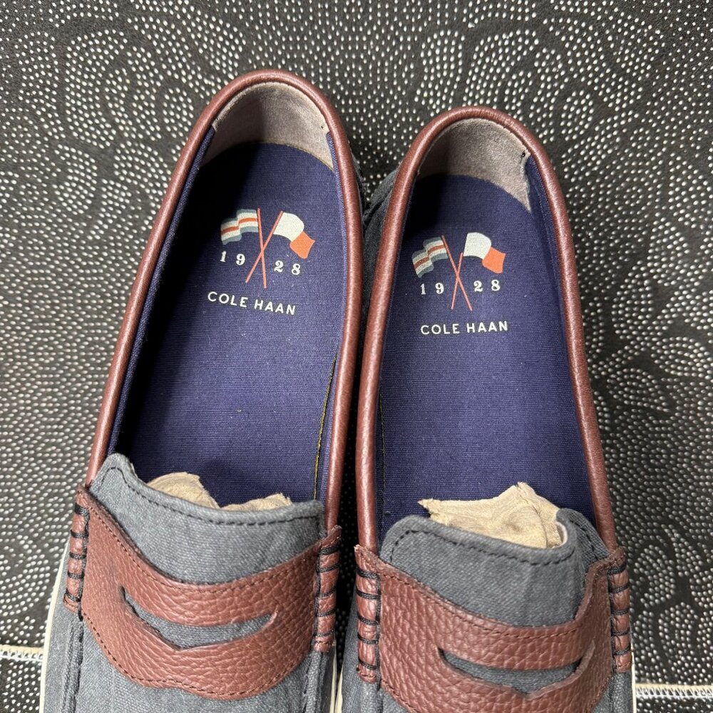 Cole Haan Mens Slip-On Loafers Size 12M Gray Canvas & Brown Leather - Picture 7 of 10